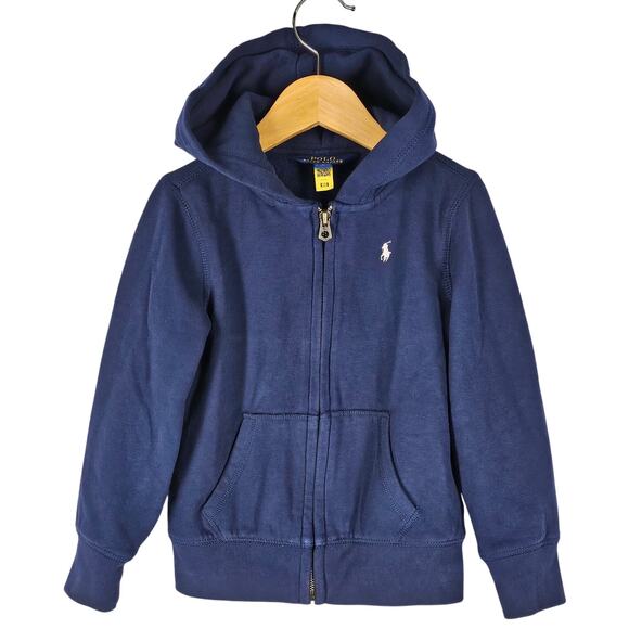 POLO RALPH LAUREN BLUE FULL ZIP HOODIE – TODDLER SIZE 5 - COTTON BLEND - Picture 1 of 11